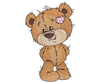 Cute Bear Embroidery Design, 3 sizes, Instant Download