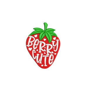 Cute berry embroidery design, Strawberry embroidery file, 3 sizes, Instant download