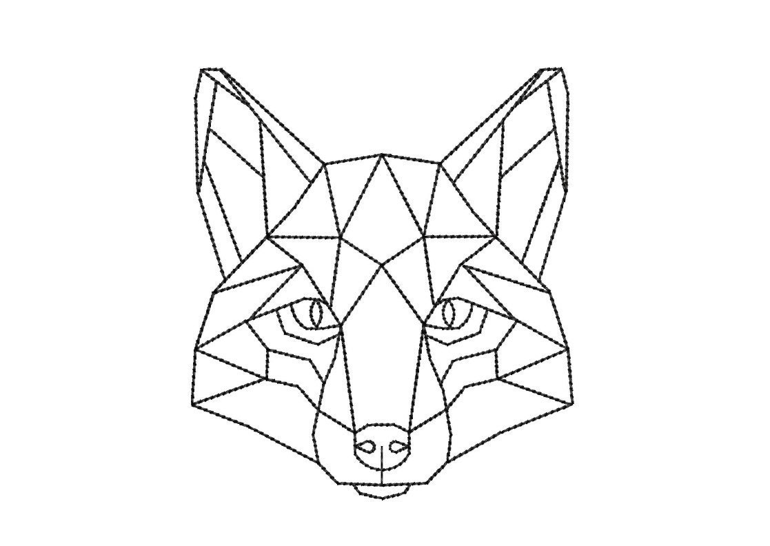 Fox Head Embroidery Design, 5 sizes, Instant Download