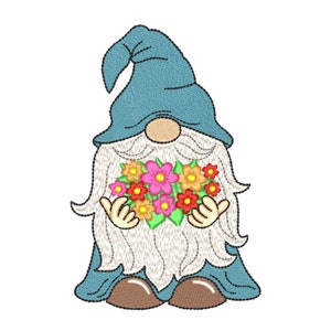 Spring gnome embroidery design