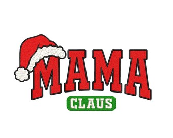 Mama Claus Embroidery Design, Merry Christmas Embroidery File, 4 sizes