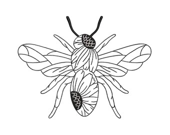 Floral Bee Machine Embroidery Design for Janome Brother Embroidery Machines