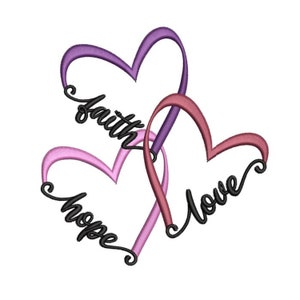 Faith Hope Love Embroidery Design Heart Embroidery File in 3 Sizes  Christian Quote Machine Embroidery Pattern  Instant Download PES DST