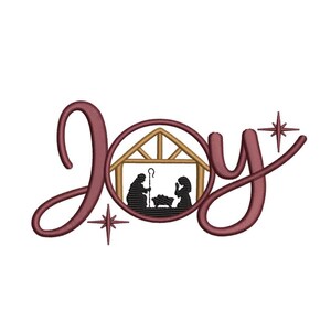 Joy Christmas Embroidery Design, 3 sizes, Instant Download