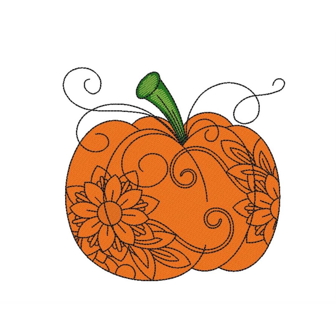 Autumn Pumpkin Fall Harvest Season Plant Embroidery Design for Janome ...