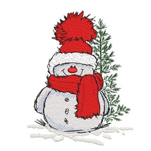 Snowman embroidery design, 4 sizes, Instant download