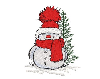 Snowman embroidery design, 4 sizes, Instant download