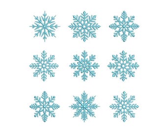 Diseño de bordado de copos de nieve, archivo de bordado de Feliz Navidad, 5 tamaños, descarga instantánea