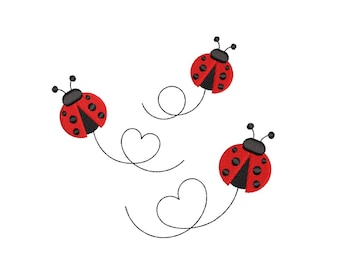 Diseño de bordado de mariquitas, 5 tamaños