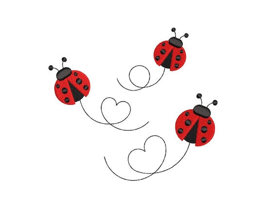 Ladybugs embroidery design, 5 sizes
