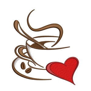 Coffee Embroidery Design, 4 sizes