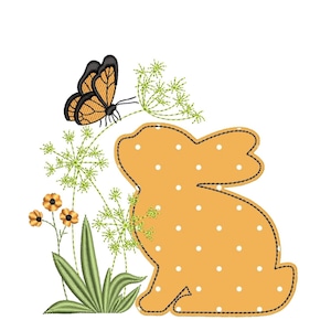 Easter Bunny Applique Embroidery Design, 3 sizes, Instant Download