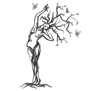 Woman Embroidery Design, Tree Embroidery File
