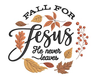 Jesus God Bible Autumn Leaves Machine Embroidery Design for Janome for Brother Embroidery Machine