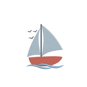 Sailboat embroidery design, 5 sizes, Instant Download