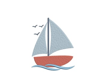 Motif de broderie voilier, 5 tailles, téléchargement immédiat