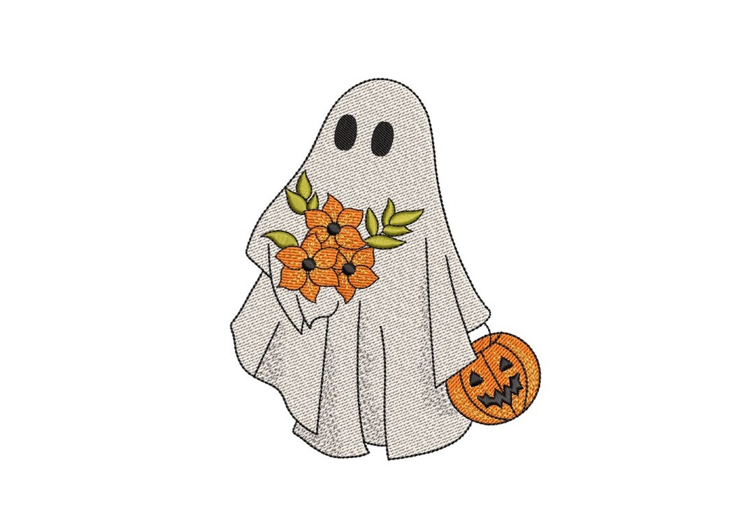 Floral Ghost Embroidery Design, Halloween Embroidery Design, 4 Sizes Etsy
