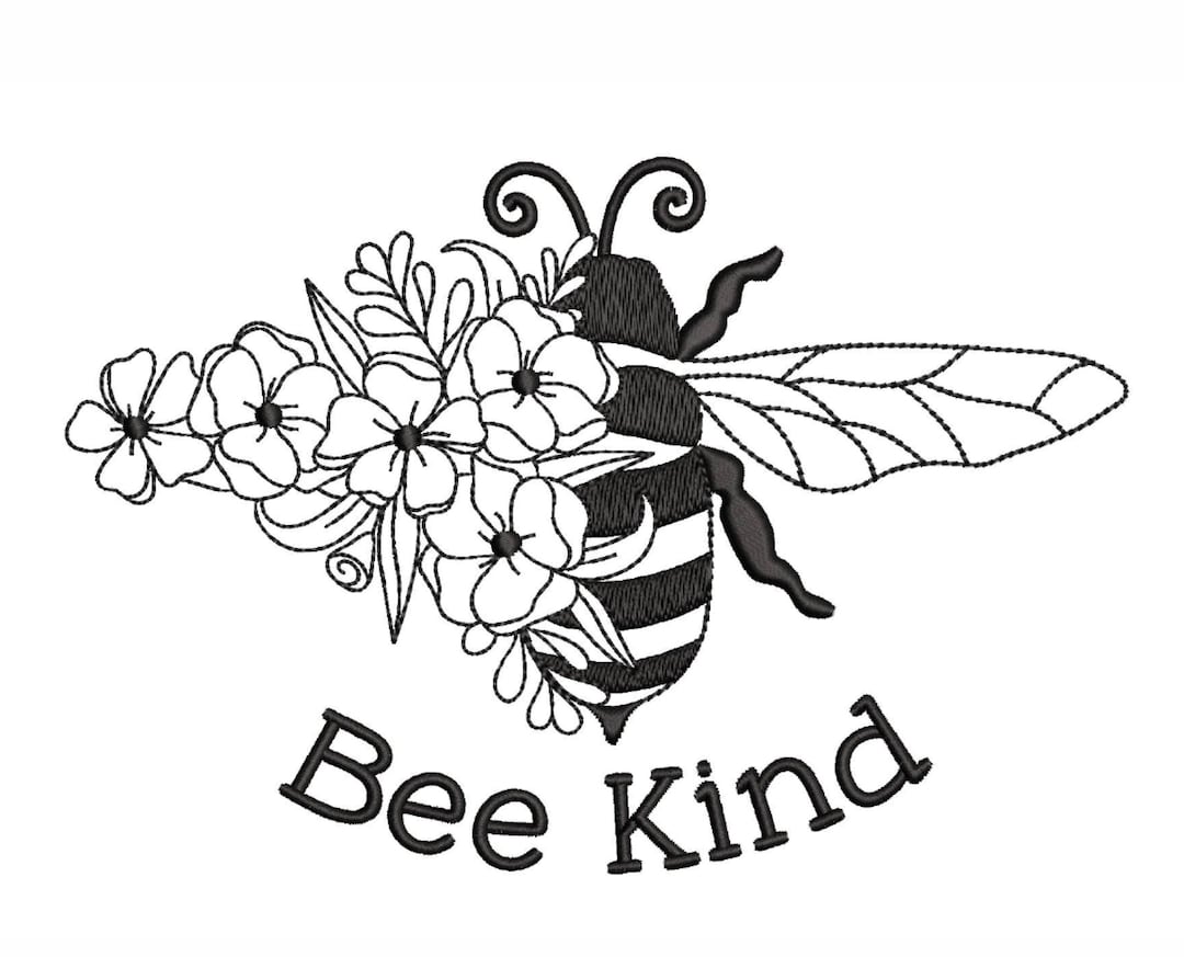 Bee Kind Machine Embroidery Design Etsy