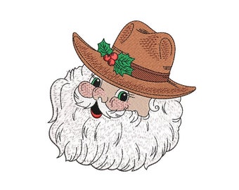 Cowboy Santa, Western, Merry Christmas machine embroidery design, 3 sizes, Instant download