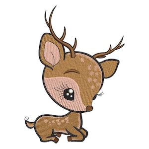 Christmas deer embroidery design, 5 sizes, Instant download