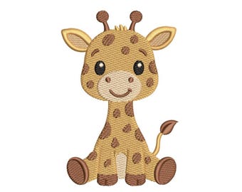 Baby Giraffe Safari Animal Machine Embroidery Design, 3 sizes, Instant Download