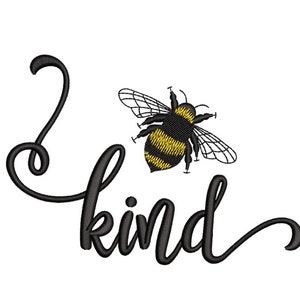 Bee kind machine embroidery design, 3 sizes