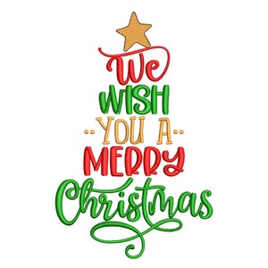 Merry Christmas Embroidery Design, 4 sizes