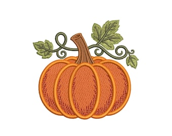 Pumpkin Machine Embroidery Design, Fall Autumn Harvest, 5 Sizes Hoop 4x4 to 6x10, Digital Download