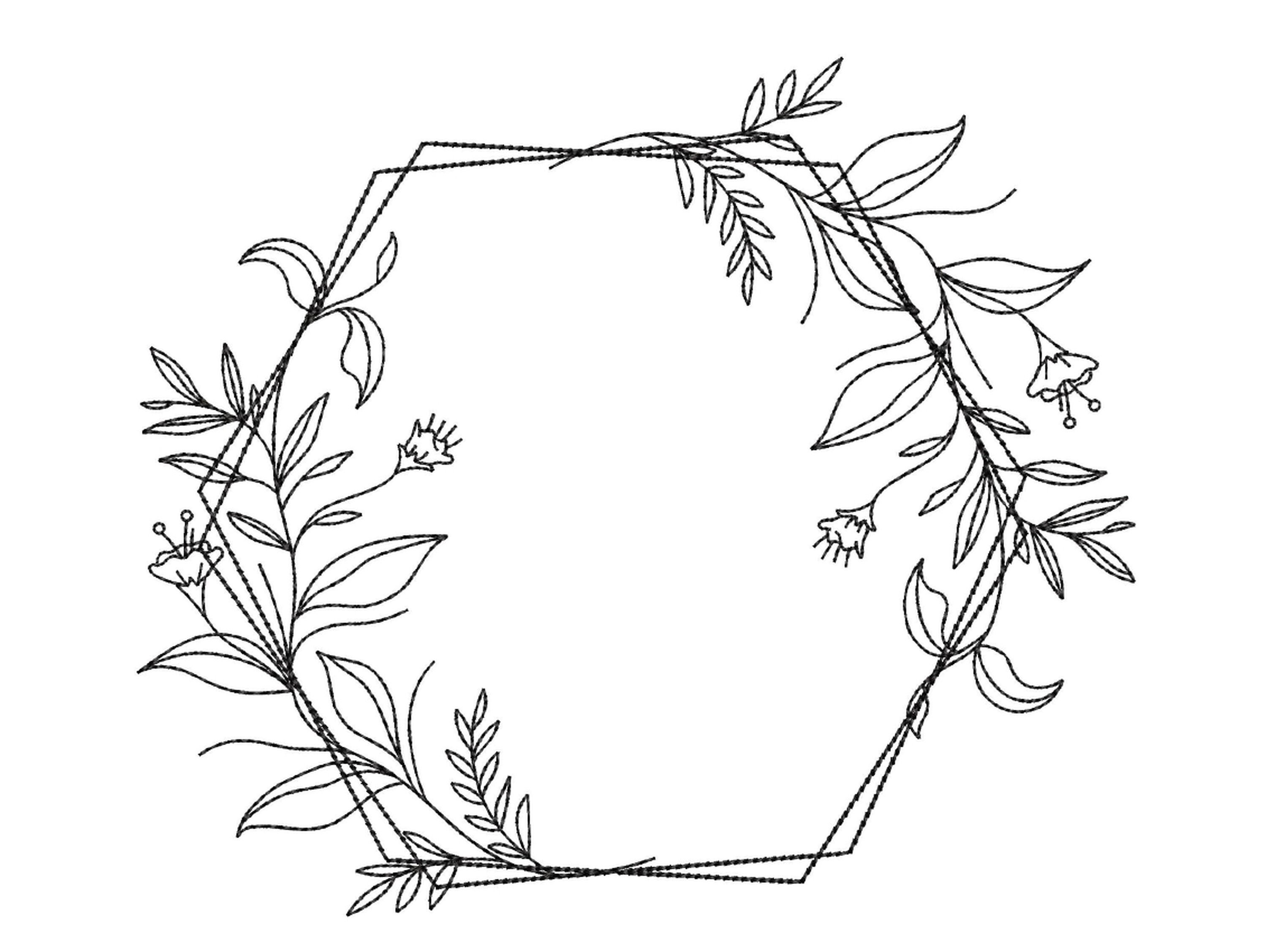 Floral Frame Embroidery Design 5 Sizes Instant Download - Etsy