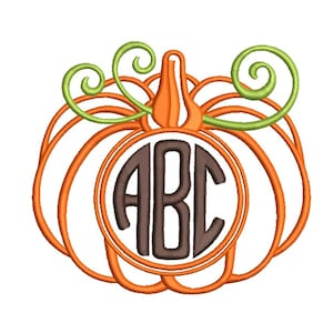 Pumpkin monogram embroidery design