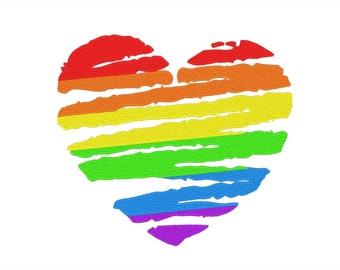 Heart Rainbow Embroidery Design Cute Love Pride Pattern for Clothes Bags or Gifts Instant Download 4x4 5x7 6x10 PES DST JEF File