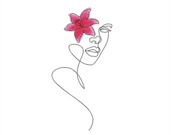 One line woman embroidery design