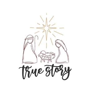 True story embroidery design, Merry Christmas embroidery machine file, 4 sizes, Instant download