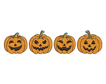 Pumpkin Embroidery Design, Four Smile Pumpkin Machine Embroidery Files, Fall Pumpkin Embroidery Design, Halloween Embroidery, 4 sizes