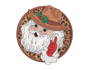 Cowboy Santa, Western, Merry Christmas machine embroidery design, 3 sizes, Instant download
