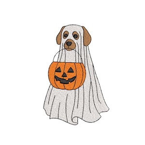 Spooky Dog Ghost Embroidery Design, Halloween Machine Embroidery Design, Halloween Ghost Puppy Paw Embroidery Design, 3 sizes