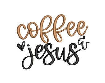Coffee Jesus Embroidery Design, 3 sizes, Instant download