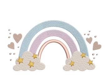 Rainbow embroidery design, 4 sizes, Instant download