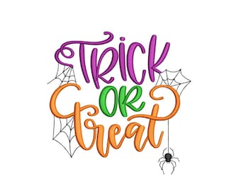 Trick or Treat Embroidery Design, Halloween Embroidery Design, 3 sizes