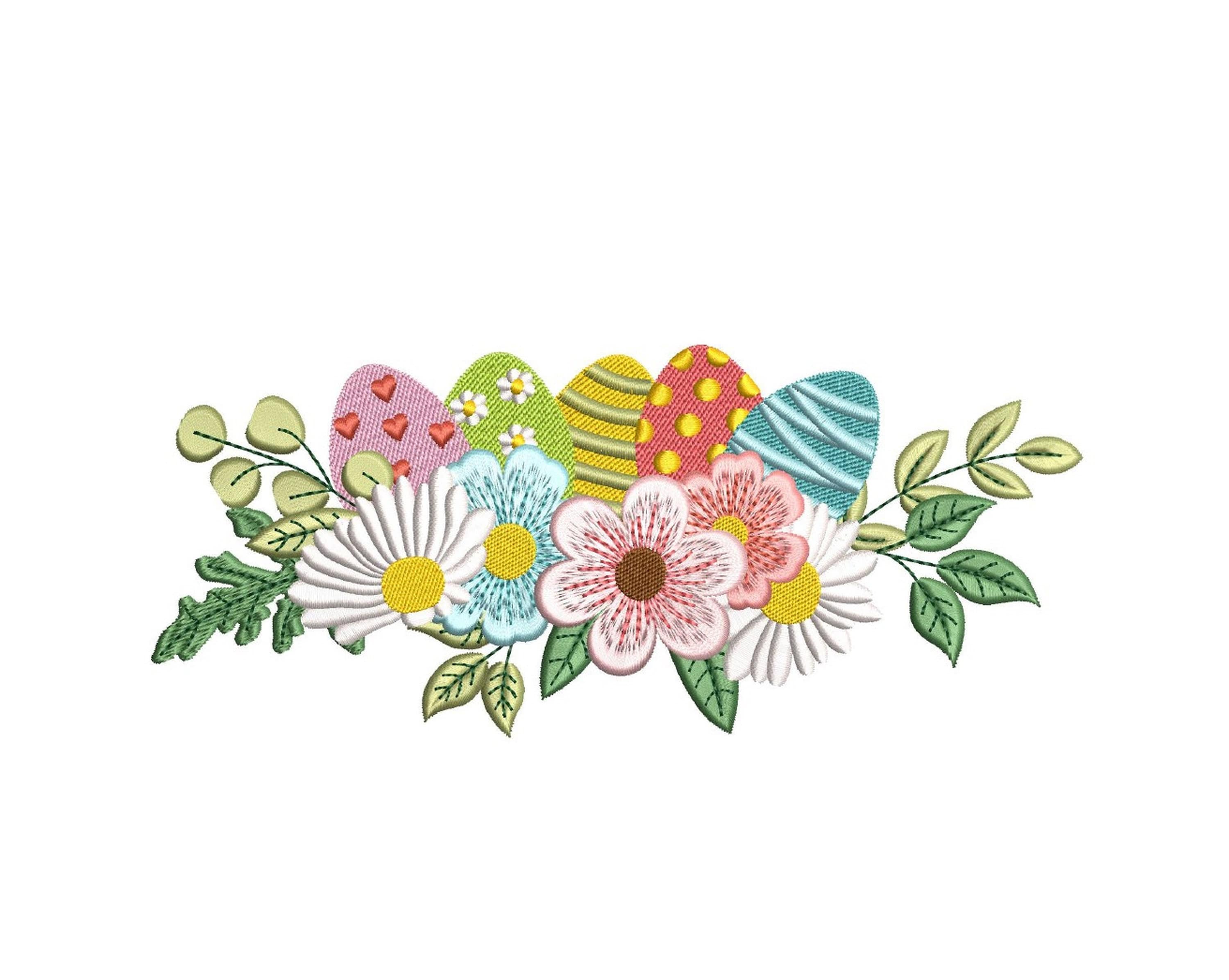 Easter Eggs and Flowers Embroidery Design, 4 Sizes, Instant Download - Etsy