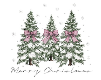 Christmas Tree embroidery design, Coquette Bow embroidery machine file, 3 sizes, Instant download