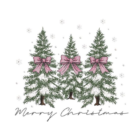 Christmas Tree embroidery design, Coquette Bow embroidery machine file, 3 sizes, Instant download