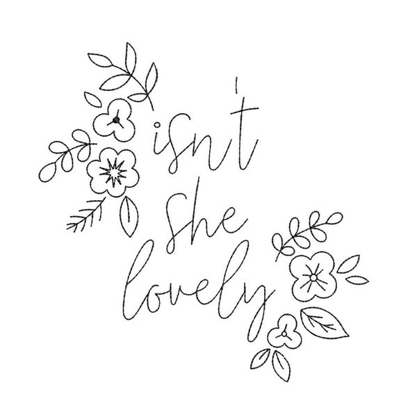 Isn't She Lovely Embroidery Design, Doodle Flower Embroidery Design, Wildflower Embroidery, 4 sizes, Instant download