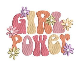 Diseño de bordado "Girl Power", 3 tamaños, descarga instantánea