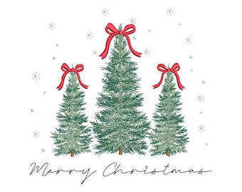 Merry Christmas embroidery design, Coquette Bow embroidery machine file, 3 sizes, Instant download