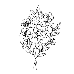 Flower embroidery design, 4 sizes, Instant download