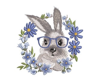 Easter Bunny Embroidery Design, 3 sizes, Instant Download