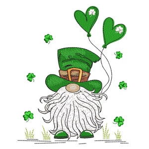 St. Patricks Gnome Embroidery Design, 3 sizes, Instant Download