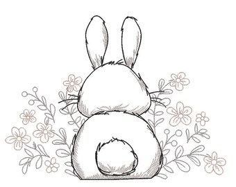 Easter Bunny Embroidery Design, 3 sizes, Instant Download