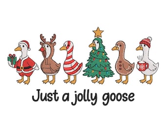 Christmas Just A Jolly Goose Winter Xmas Christmas Lights Machine Embroidery Design for Janome for Brother Embroidery Machine